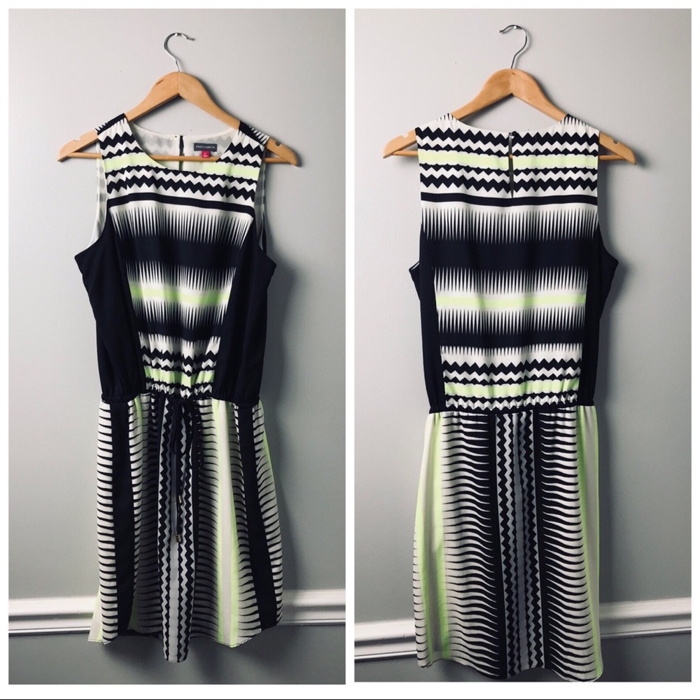 Vince Camuto Black and White Patterned Dress